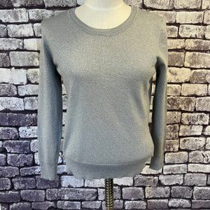 Worthington Crew Neck Silver Metallic Sweater Size PM